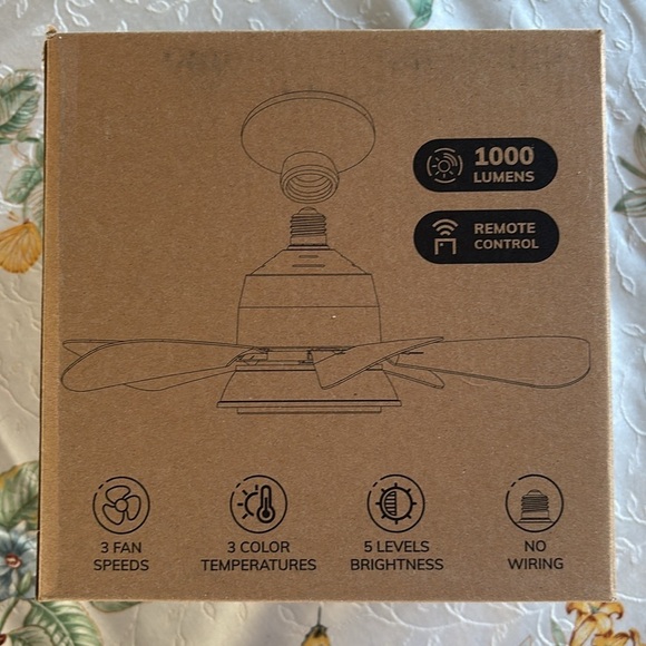 Brand New Socket Ceiling Fan 3-Color LED Light Dimmable Remote Control White - Picture 9 of 16